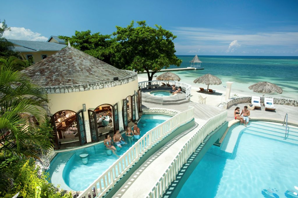 Sandals Montego Bay Pool Bar Aerial