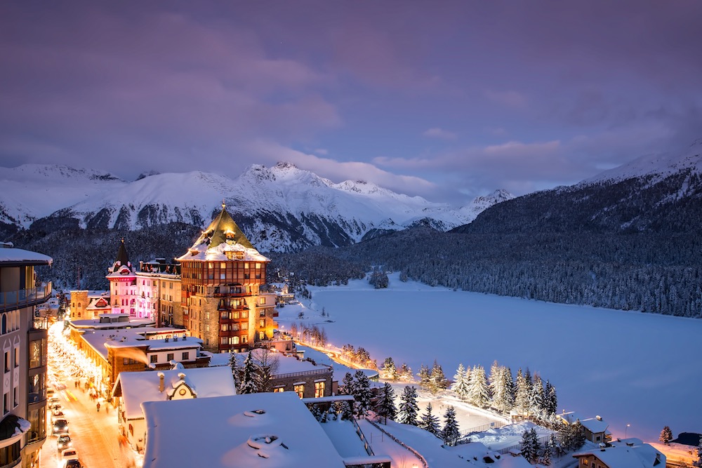 Badrutt's Palace St. Moritz Night Exterior